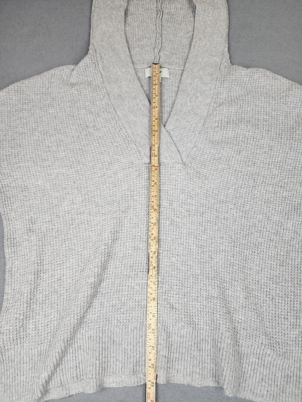 Aerie Light Gray Hooded Knit Sweater V Neck Oversized Womens Small - Picture 7 of 9
